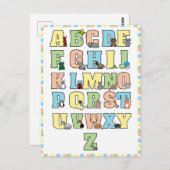 Niedliche Tiere Alphabet Letters Educational Postkarte (Vorne/Hinten)