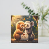 Niedliche Tiere auf Liebe-Karte (Stehend Vorderseite)