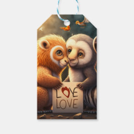 Niedliche Tiere auf Liebe-Karte Geschenkanhänger