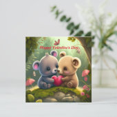 Niedliche Tiere auf Liebe-Karte Karte (Stehend Vorderseite)