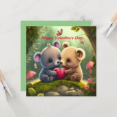 Niedliche Tiere auf Liebe-Karte Karte (Vorderseite/Rückseite Beispiel)