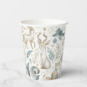 Niedliche Tiere auf weißem Hintergrund Pappbecher (Rückseite)