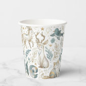 Niedliche Tiere auf weißem Hintergrund Pappbecher (Vorderseite)