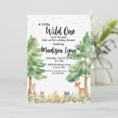 Niedliche Tiere aus Holz füttern eine Babydusche Einladung (Stehend Vorderseite)