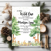 Niedliche Tiere aus Holz füttern eine Babydusche Einladung