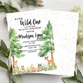 Niedliche Tiere aus Holz füttern eine Babydusche Einladung