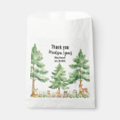 Niedliche Tiere aus Holz füttern eine Babydusche Geschenktütchen (Vorderseite)