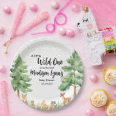 Niedliche Tiere aus Holz füttern eine Babydusche Pappteller (Party)