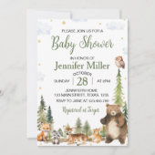 Niedliche Tiere aus Wäldern Kinderdusche Einladung (Vorderseite)