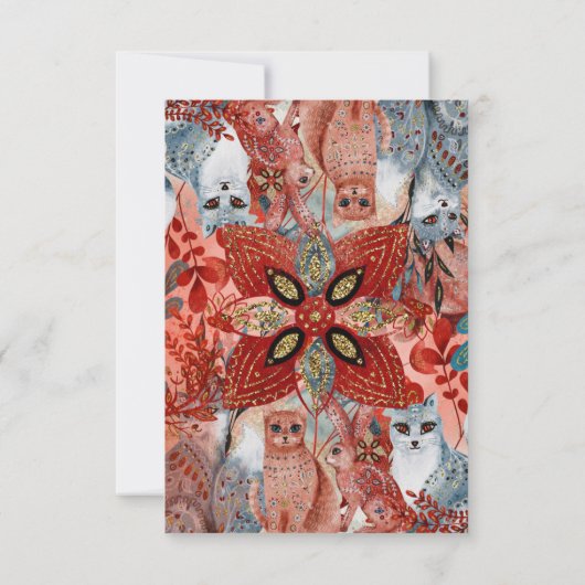 Niedliche Tiere Babydusche Einladung Rot und Blau (Rückseite)