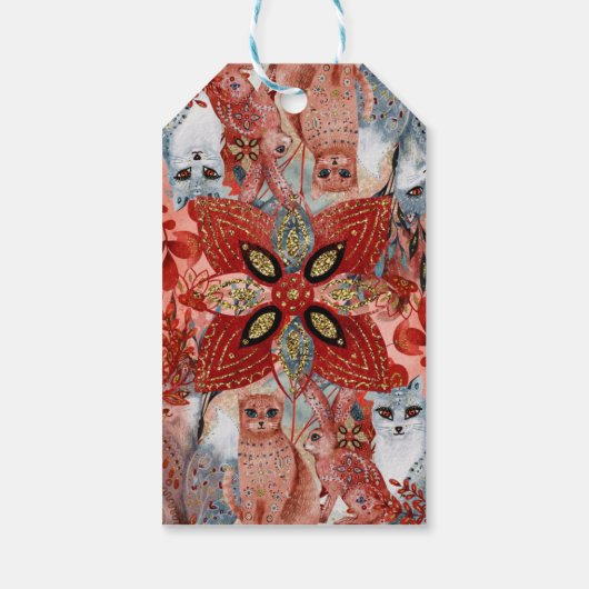 Niedliche Tiere Babydusche Einladung Rot und Blau Geschenkanhänger (Rückseite)