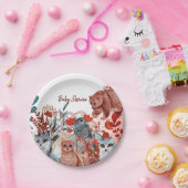 Niedliche Tiere Babydusche Einladung Rot und Blau Pappteller (Party)