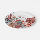 Niedliche Tiere Babydusche Einladung Rot und Blau Pappteller (Schrägansicht)