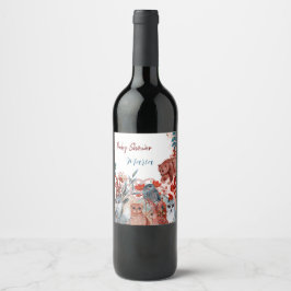 Niedliche Tiere Babydusche Einladung Rot und Blau Weinetikett