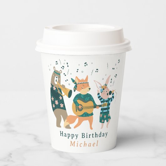 Niedliche Tiere Bend Pappbecher (Rückseite)