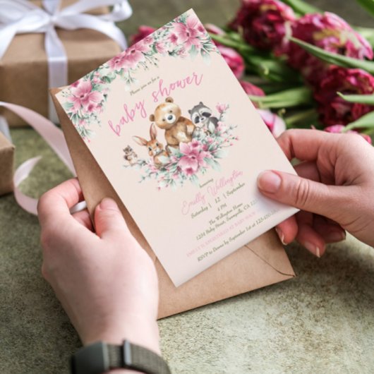 Niedliche Tiere Blumenpfirsichpfirsichpfirsichpfir Einladung