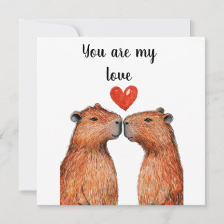 niedliche Tiere Capybaras mit Herz bemalt Feiertagskarte