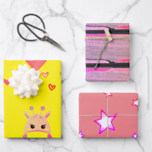 NIEDLICHE TIERE, die das Gesicht tragen MASK Wrapp Geschenkpapier Set