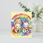 Niedliche Tiere, die im Regenbogen Musik spielen (Stehend Vorderseite)