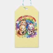 Niedliche Tiere, die im Regenbogen Musik spielen Geschenkanhänger (Rückseite)