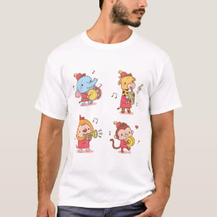 Niedliche Tiere Elephant, Giraffe, Affe und Löwe M T-Shirt