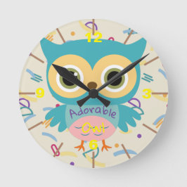 Niedliche Tiere Eule Vintage Kinder Kinderzimmer P Runde Wanduhr