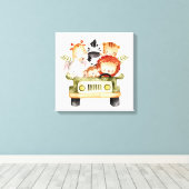 Niedliche Tiere fahren Leinwanddruck (Insitu (Holzboden))