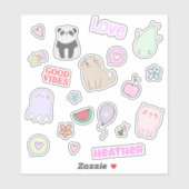 Niedliche Tiere Farbige Personalisierte Kinder Aufkleber (Blatt)