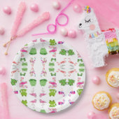 Niedliche Tiere Frösche und Flamingos Pappteller (Party)