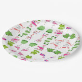 Niedliche Tiere Frösche und Flamingos Pappteller (Schrägansicht)