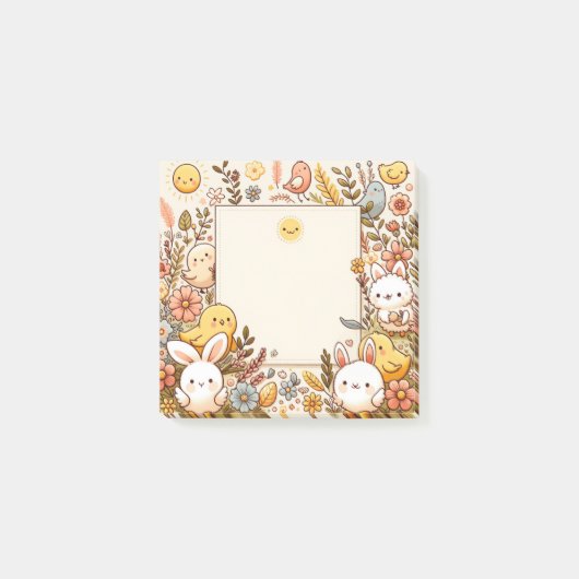 Niedliche Tiere, Frühling, Post-it Klebezettel (Vorderseite)