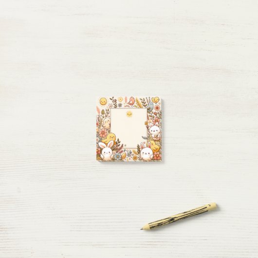 Niedliche Tiere, Frühling, Post-it Klebezettel (Auf Schreibtisch)