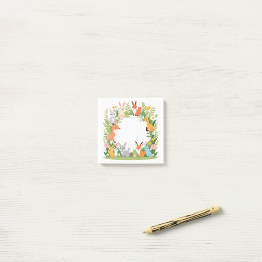 Niedliche Tiere, Frühling, Post-it Klebezettel (Auf Schreibtisch)