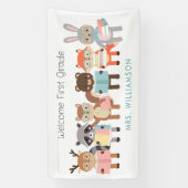 Niedliche Tiere für Begrüßungsklasselzeichen Banner (Vertikal)