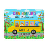 Niedliche Tiere für Schulbusfahrer | Personalisier Magnet (Horizontal)