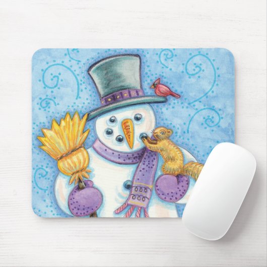 Niedliche Tiere Gebäude ein Schneemann zu Weihnach Mousepad (Mit Mouse)