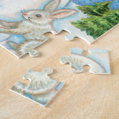 Niedliche Tiere Gebäude ein Schneemann zu Weihnach Puzzle (Seite)