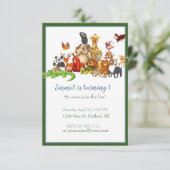 Niedliche Tiere Geburtstagsparty Einladung (Stehend Vorderseite)