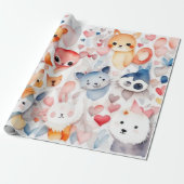 Niedliche Tiere Geschenkpapier (Ungerollt)