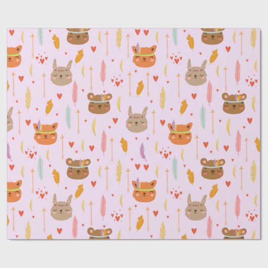 Niedliche Tiere Geschenkpapier (Flach)