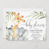 Niedliche Tiere geschlechtsneutral Safari Babydusc Einladung (Vorderseite)