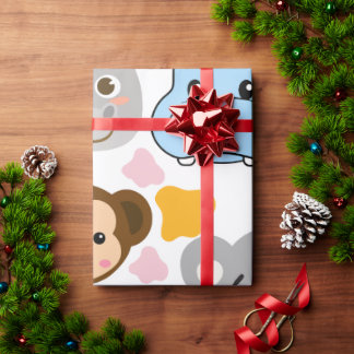 Niedliche Tiere Gesicht Geschenkpapier