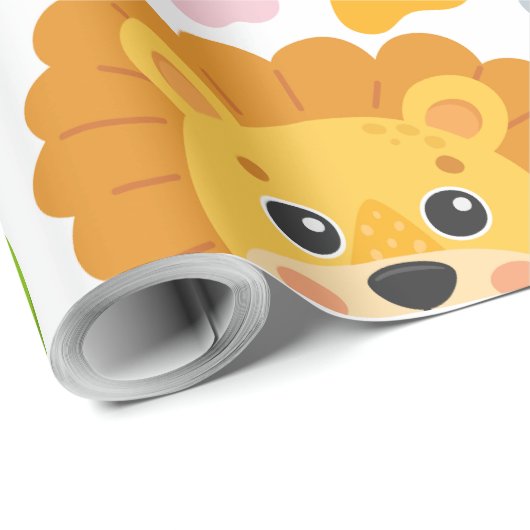 Niedliche Tiere Gesicht Geschenkpapier (Rolleneckpunkt)