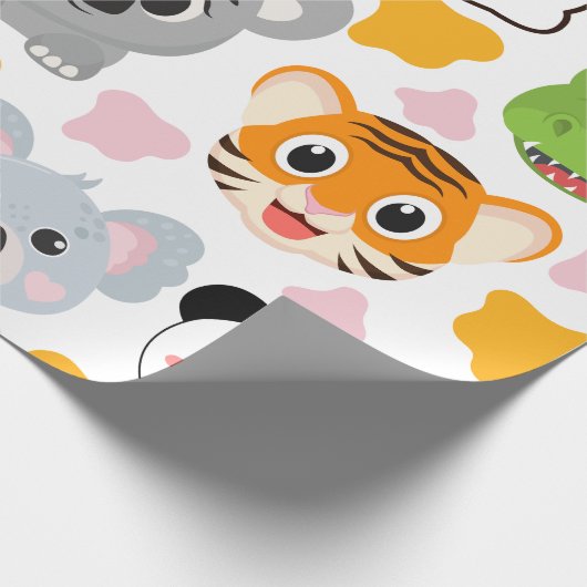 Niedliche Tiere Gesicht Geschenkpapier (Ecke)