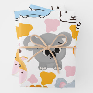 Niedliche Tiere Gesicht Geschenkpapier Set