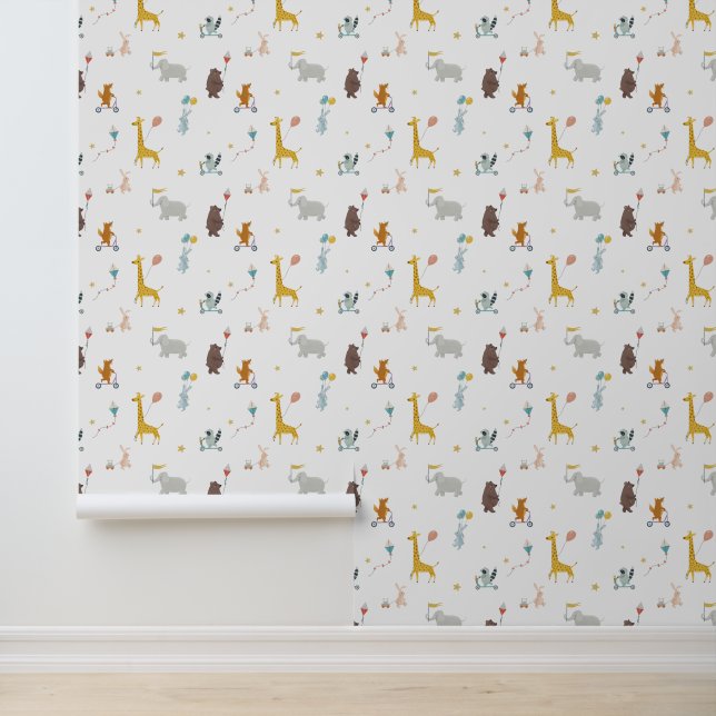 Niedliche Tiere Giraffe Bär Elephant Kinder Kinder Tapete (Anwendung)