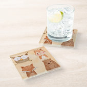 Niedliche Tiere Glasuntersetzer (Schrägansicht)