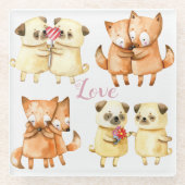 Niedliche Tiere Glasuntersetzer (Vorderseite)