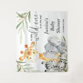 Niedliche Tiere Grüne Babydusche Kulisse Wandteppich (Vorderseite)