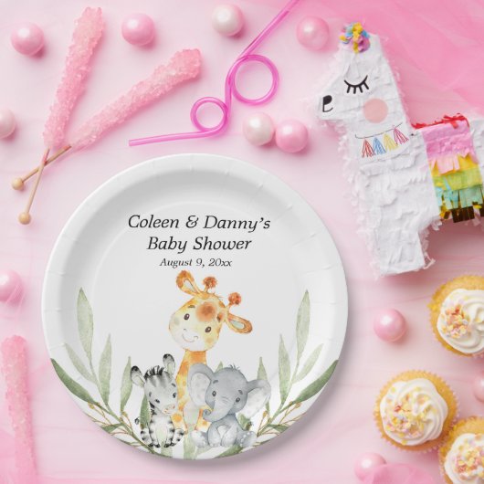 Niedliche Tiere Grünpflanzen geschlechtsneutral Pappteller (Party)